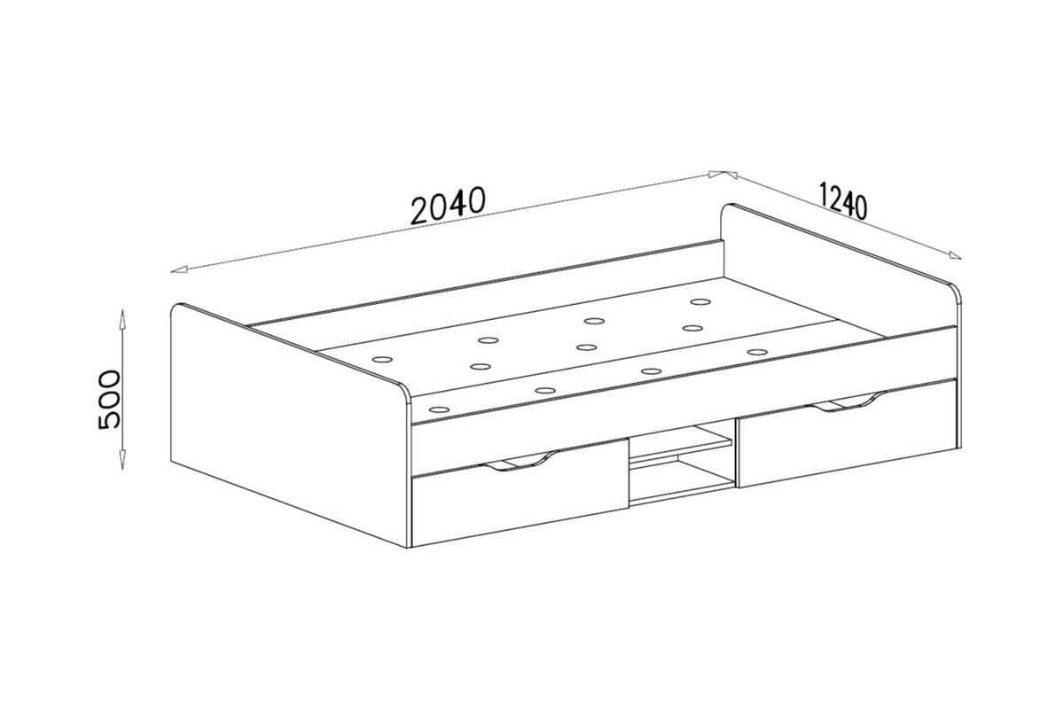 JUGENDBETT REMI 16 120/200 in Eichenweiß / Weiß Matt / Anthrazit - Eichefarben/Anthrazit, Holzwerkstoff (120/200cm) - Deine Möbel 24