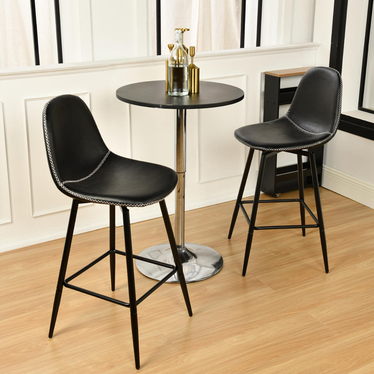 BARHOCKER Drehbare 2er-Set H67 cm - Schwarz, Textil/Metall (42.5/97/46.5cm) - Urban Meuble