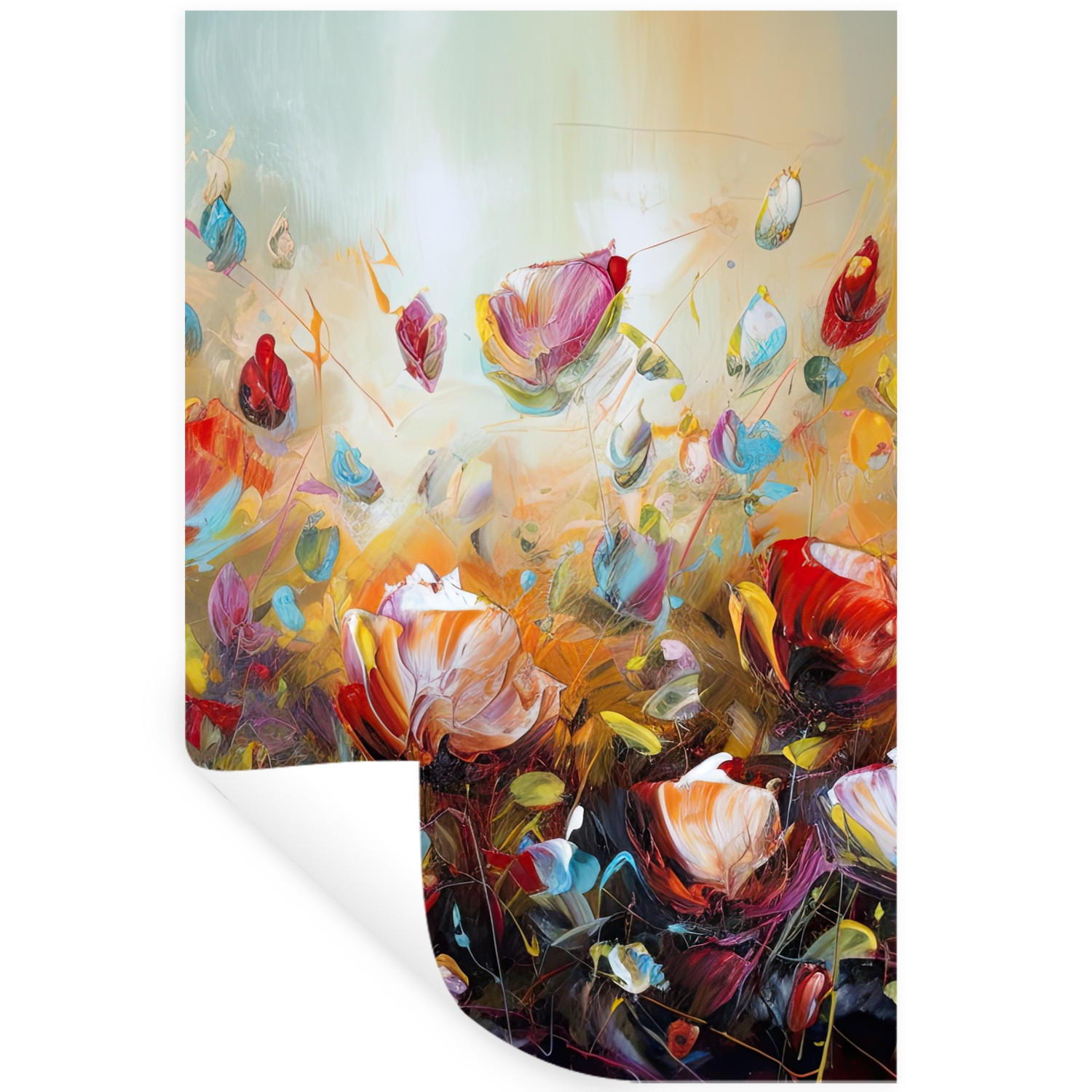 WANDTATTOO Blumen - Kunst - Natur - Ölgemälde 40x60 cm - Multicolor, Kunststoff (40/60/0.1cm) - MuchoWow