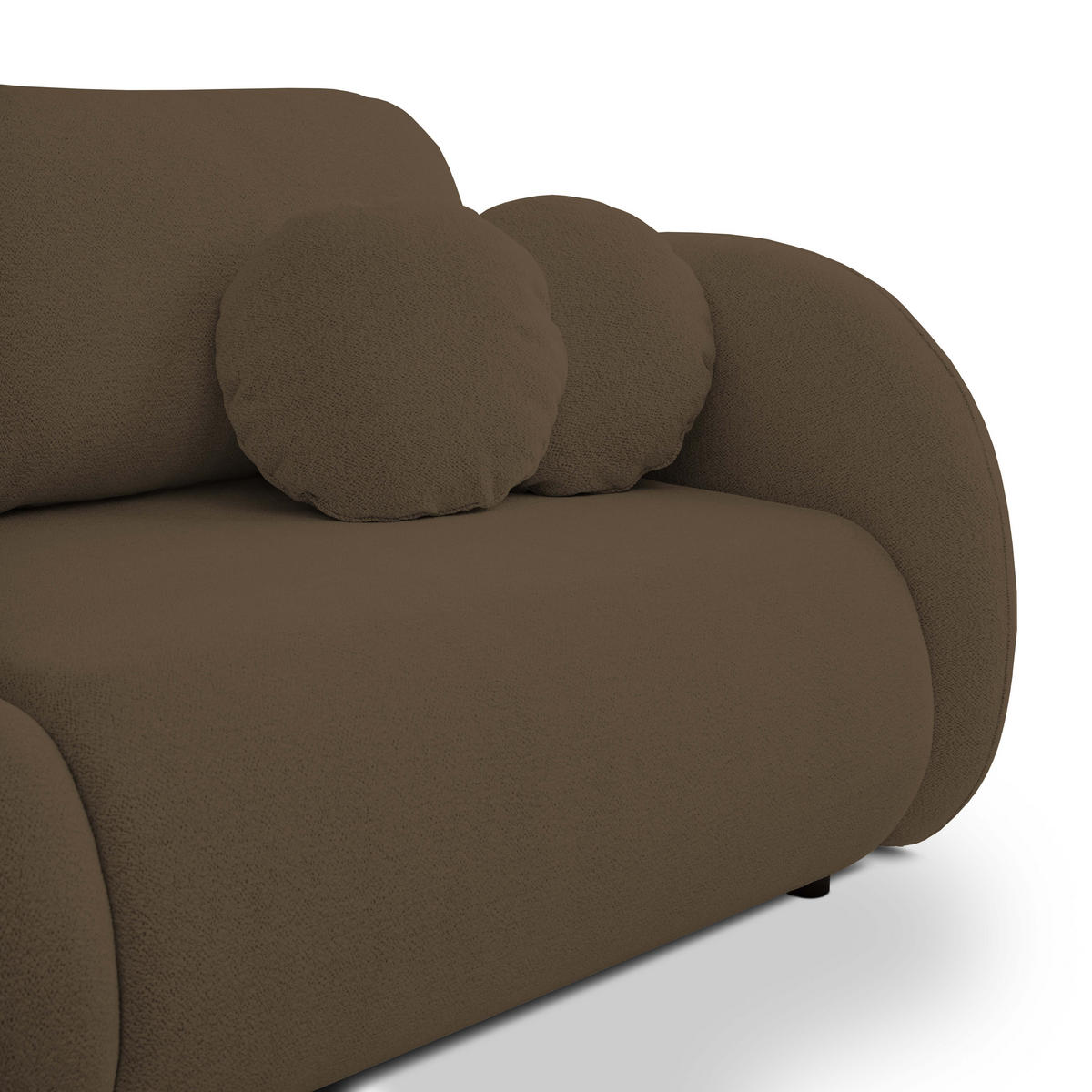 SOFA LOOP Schlaffunktion & Bettkasten PUR-Schaum Schwarze Kunststofffüße skandinavischer Stil lose Rückenkissen freistehend 234x112x86 cm Brown - Braun, Holz/Textil (234/86/112cm) - DomoHome