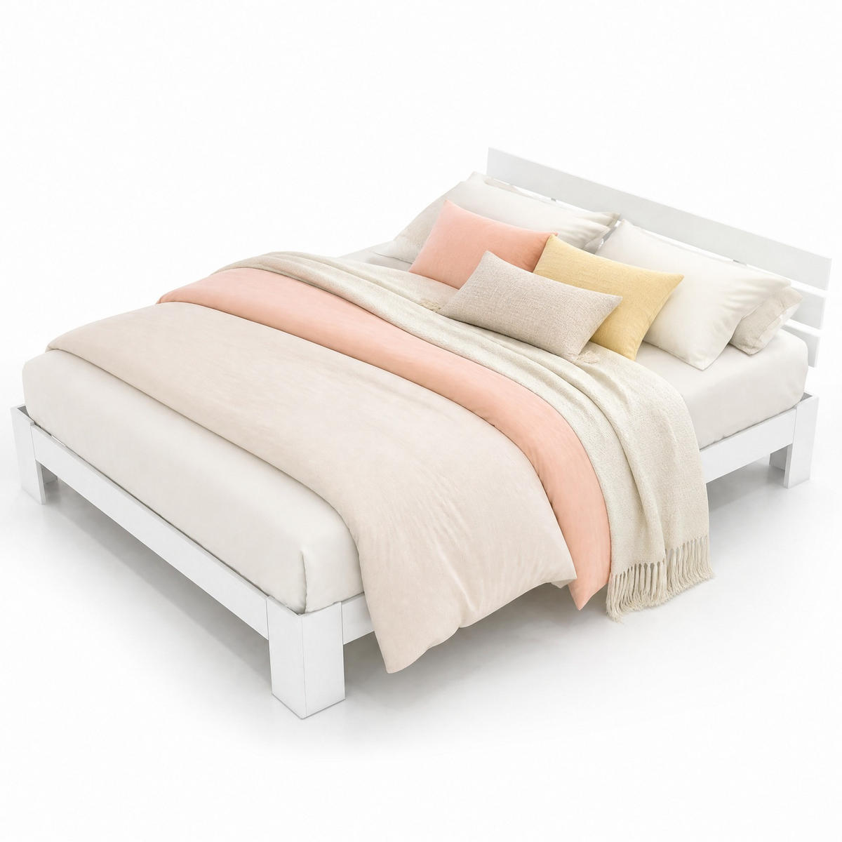 BETT 140/200 cm in Weiß mit Lattenrost - Weiß, Holz (140/200cm) - CHICFURN