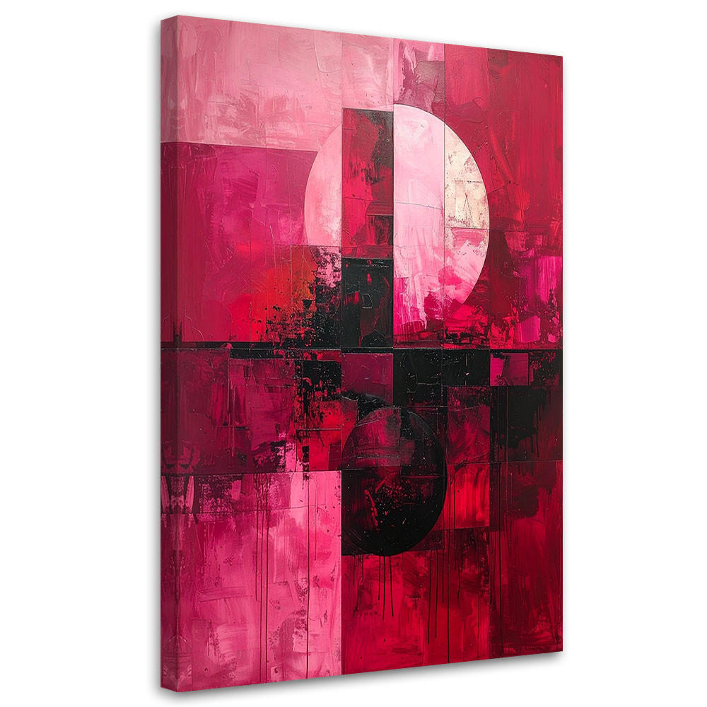 BILD auf Leinwand, Rosa und schwarze Abstraktion mit geometrischer Aufteilung - Rosa, Textil (80/120cm) - Feeby