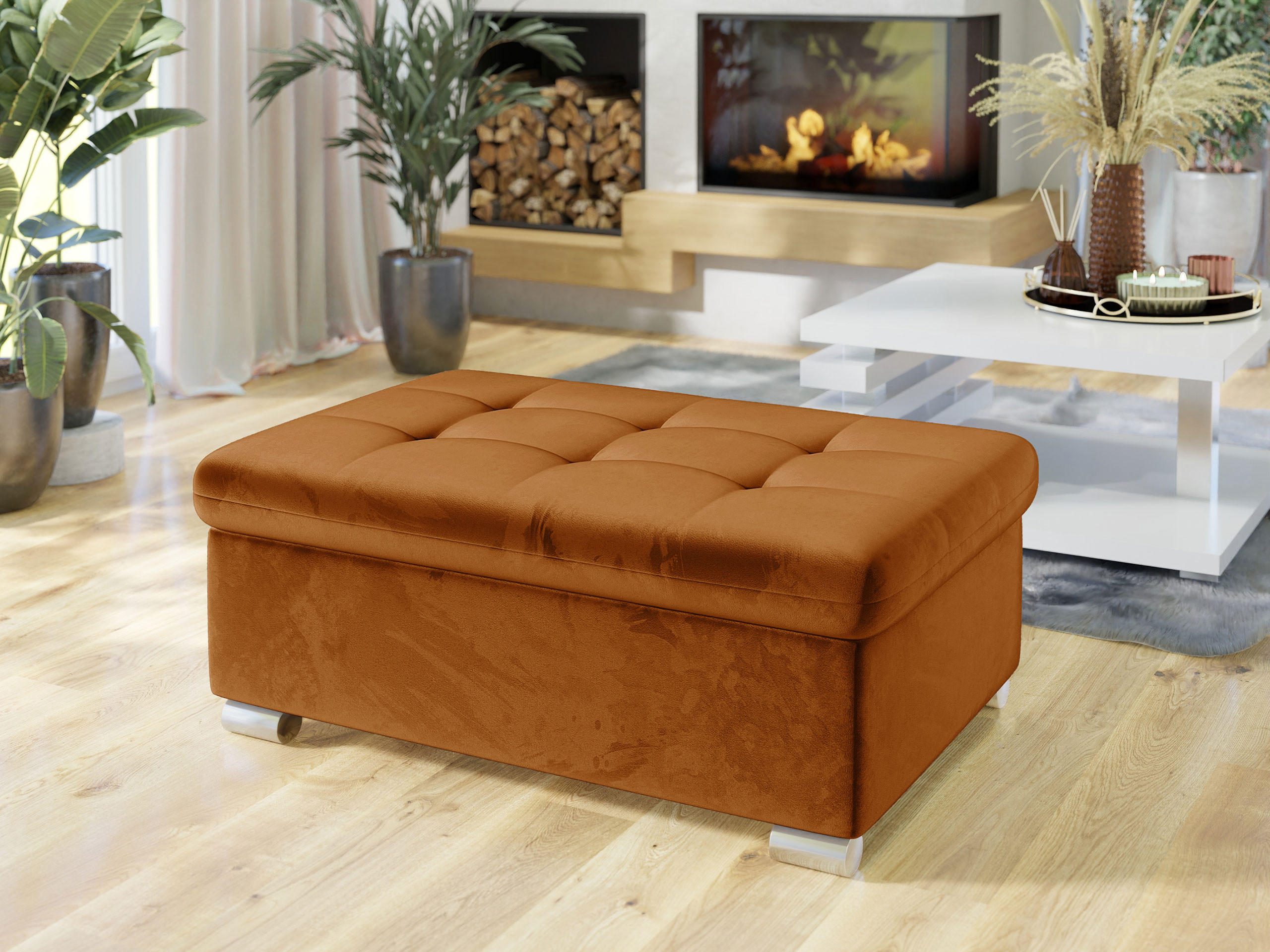 Thumbnail - Mirjan24 Polsterhocker, Bronze, Textil, 1-Sitzer, Rechteckig, 96x41x70 cm, Wohnzimmer, Hocker, Sitzhocker