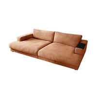 BIG SOFA XL MIT TABLETT MADELINE Braun Webstoff - Dunkelbraun/Schwarz, Kunststoff/Textil (290/85/190cm) - KAWOLA