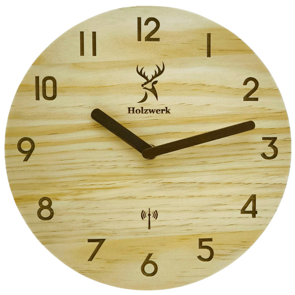 WANDUHR Holz Designer WEILBURG (FUNK) Loft Wand Uhr, beige - Beige/Braun, Holz (25/25/2.2cm) - Holzwerk