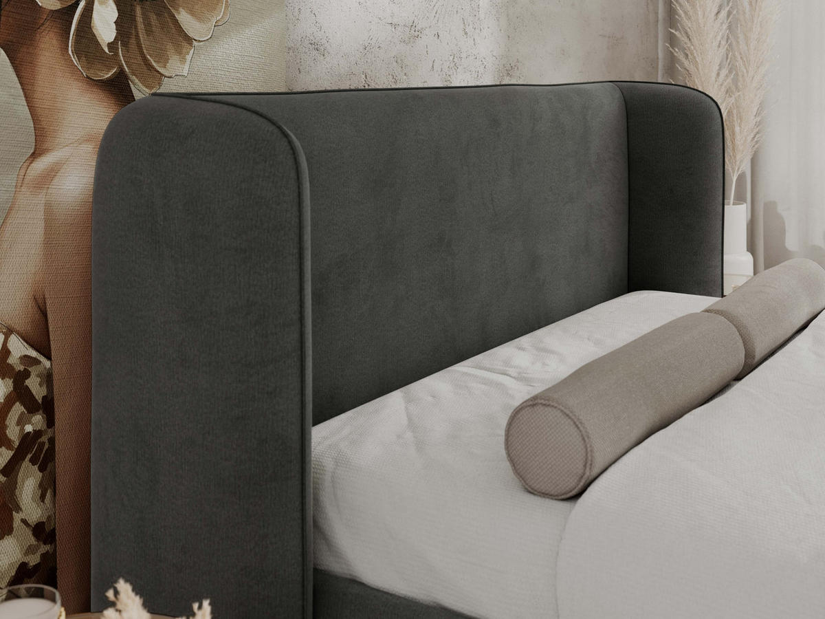 POLSTERBETT EMORA CLASSIC DUO 140/200 - Dunkelgrau Velvet - Schaum-Matratze - Dunkelgrau, Textil (140/200cm) - MKS