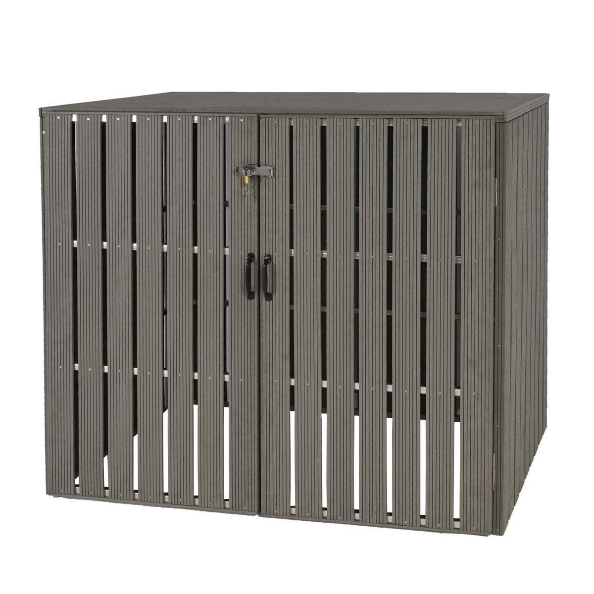 MÜLLTONNENBOX XL 2er-/4er-WPC HxBxT 115x140x100cm Metall Holzoptik erweiterbar Grau - Grau, Metall (140/115/100cm) - PROREGAL