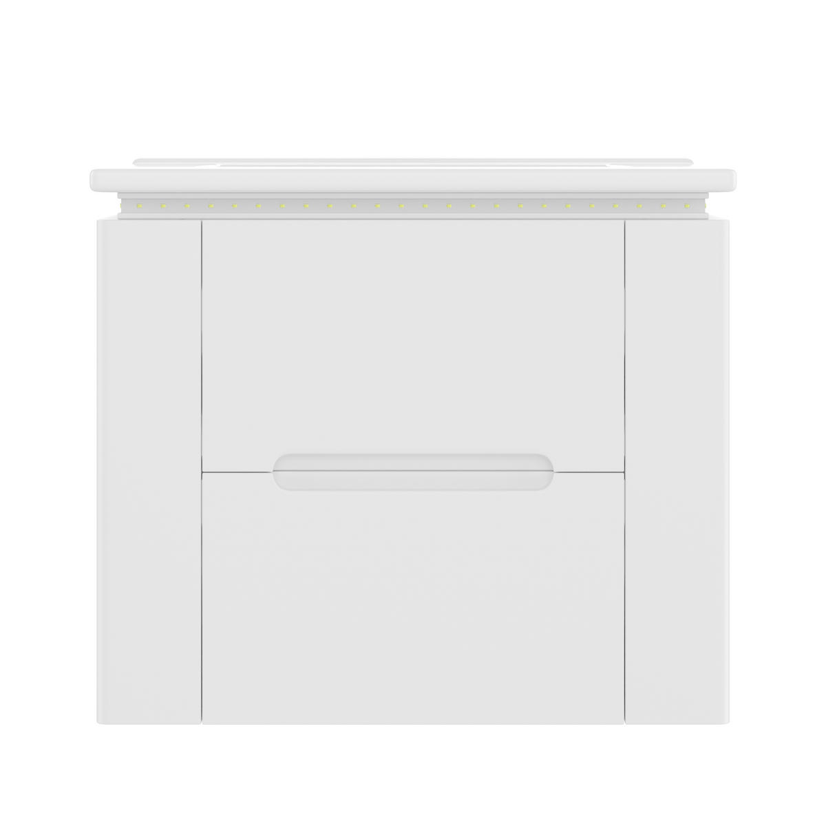 WANDMONTIERTER Badezimmerschrank 61x46x48.5cm in Weiß mit Radar-Sensor-LED & Keramikbecken - Weiß, Holzwerkstoff (61/48.5/46cm) - Modfu