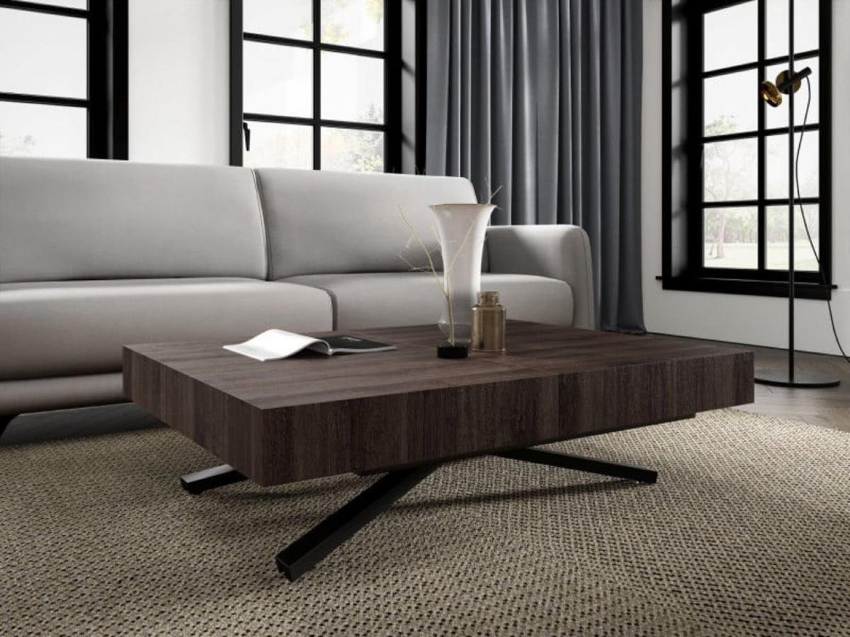 TISCH Anthrazit SIENNA Modern X Beine Sherman Oak - Braun, Holzwerkstoff (80/80/80cm) - Sepro Meble
