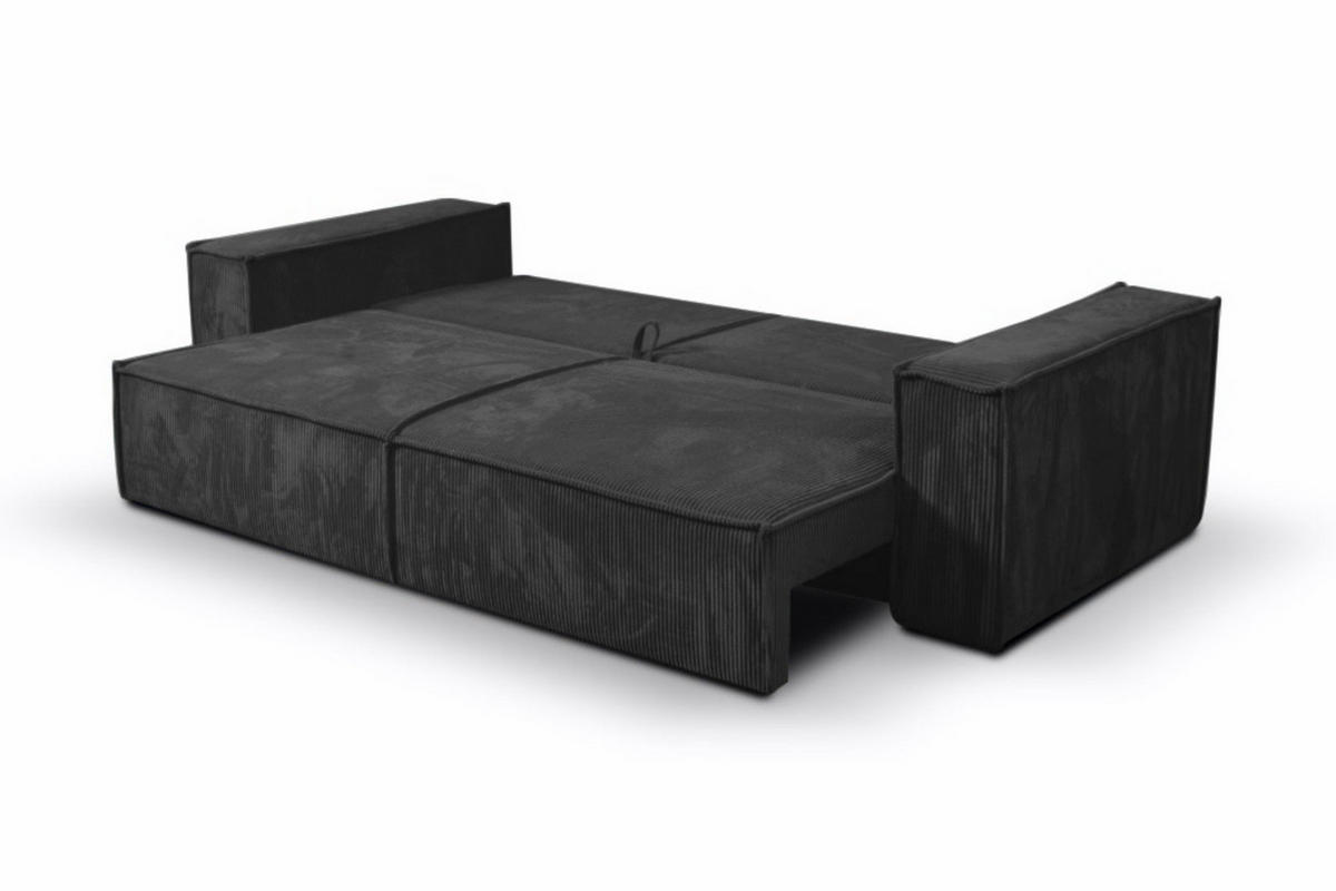 SCHLAFSOFA mit Bettkasten und Cordstoff MONA Schwarz - Schwarz, Holzwerkstoff (255/85/105cm) - Compleo24