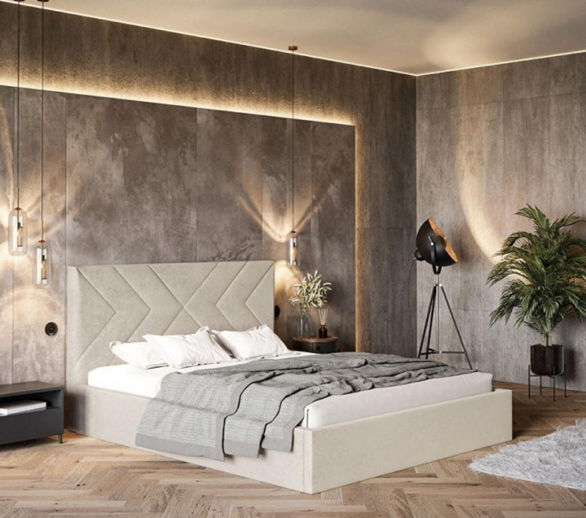 BETT Beige OLDO 1 Mit Bettkasten 160x200 cm - Beige/Schwarz, Textil (160/200cm) - Sepro Meble