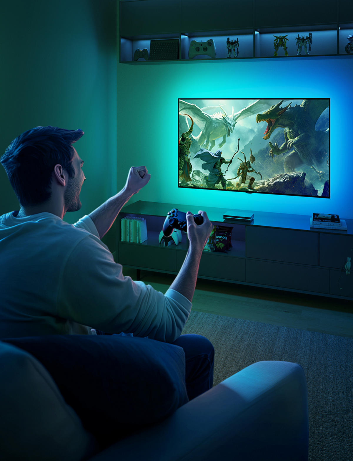 TV-HINTERGRUNDBELEUCHTUNG AI Sync Box 2 RGBIC+W, 75-85 Zoll - Multicolor, Metall (27.3/23.6/8.9cm) - Govee