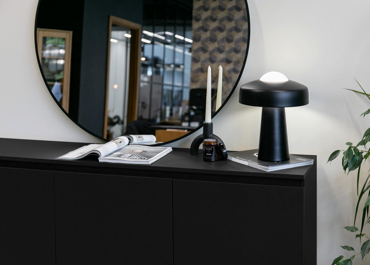 SIDEBOARD Bemmi Schwarz mit schwarzen Beinen 3-türig 150 cm - Schwarz, Holzwerkstoff/Metall (150/77/35cm) - Selsey