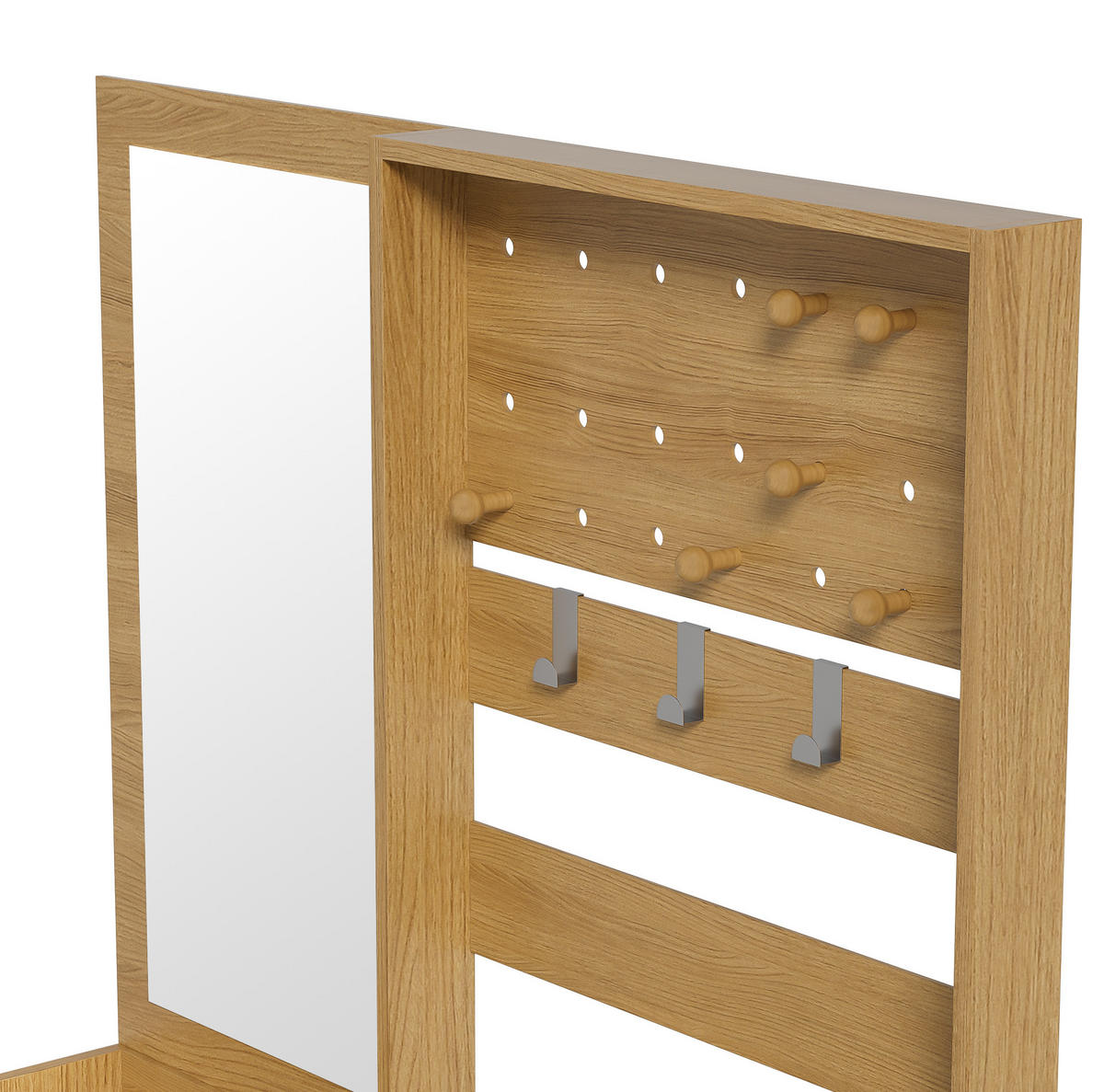 GARDEROBE 105/38/180 cm holzfarben aus Spanplatte mit Spiegel und Stauraum - Naturfarben, Holzwerkstoff (105/180/38cm) - OKWISH