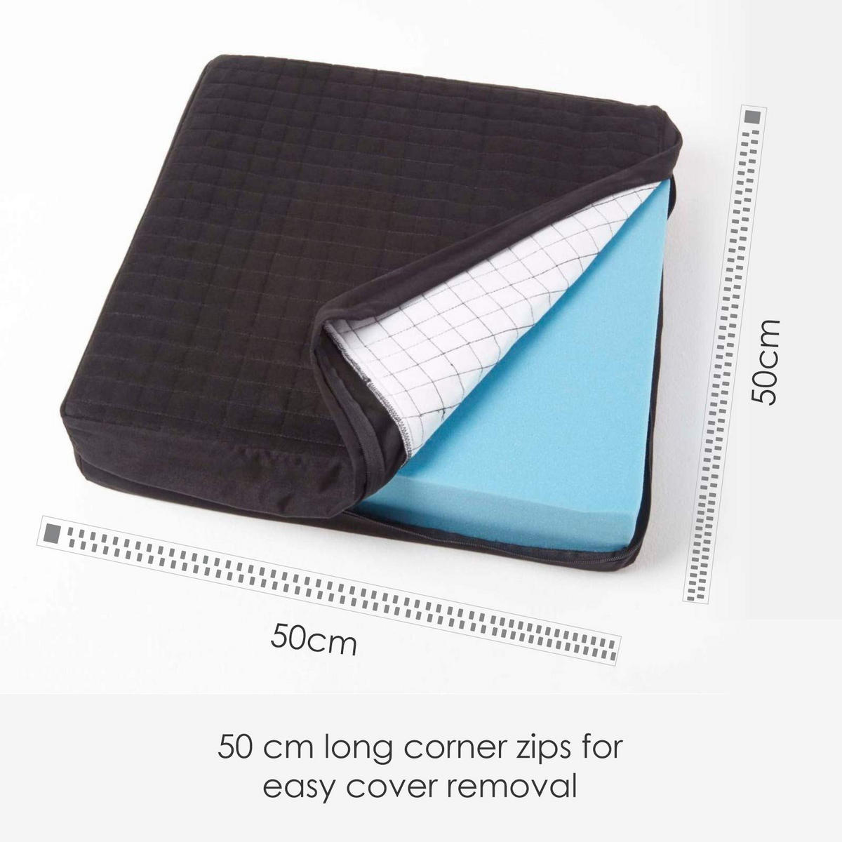 SITZKISSEN orthopädisch 50/50/10 cm – Velours Sesselkissen schwarz - Schwarz, Textil (50/50/10cm) - Homescapes