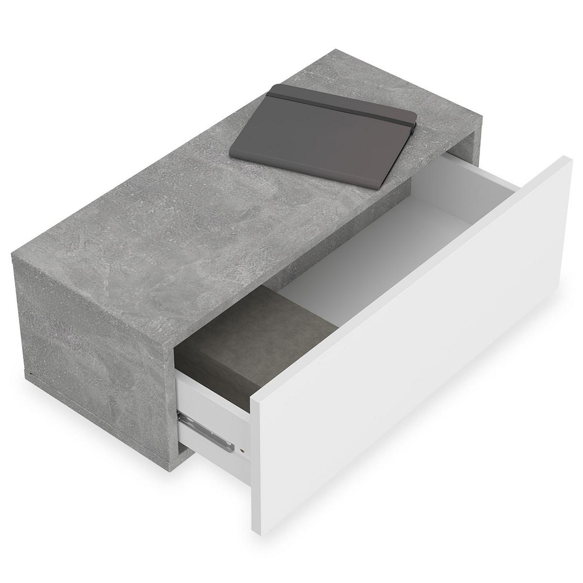 HÄNGENDER NACHTTISCH NANI - Weiß/Grau, Holzwerkstoff (60/21/27cm) - IDIMEX