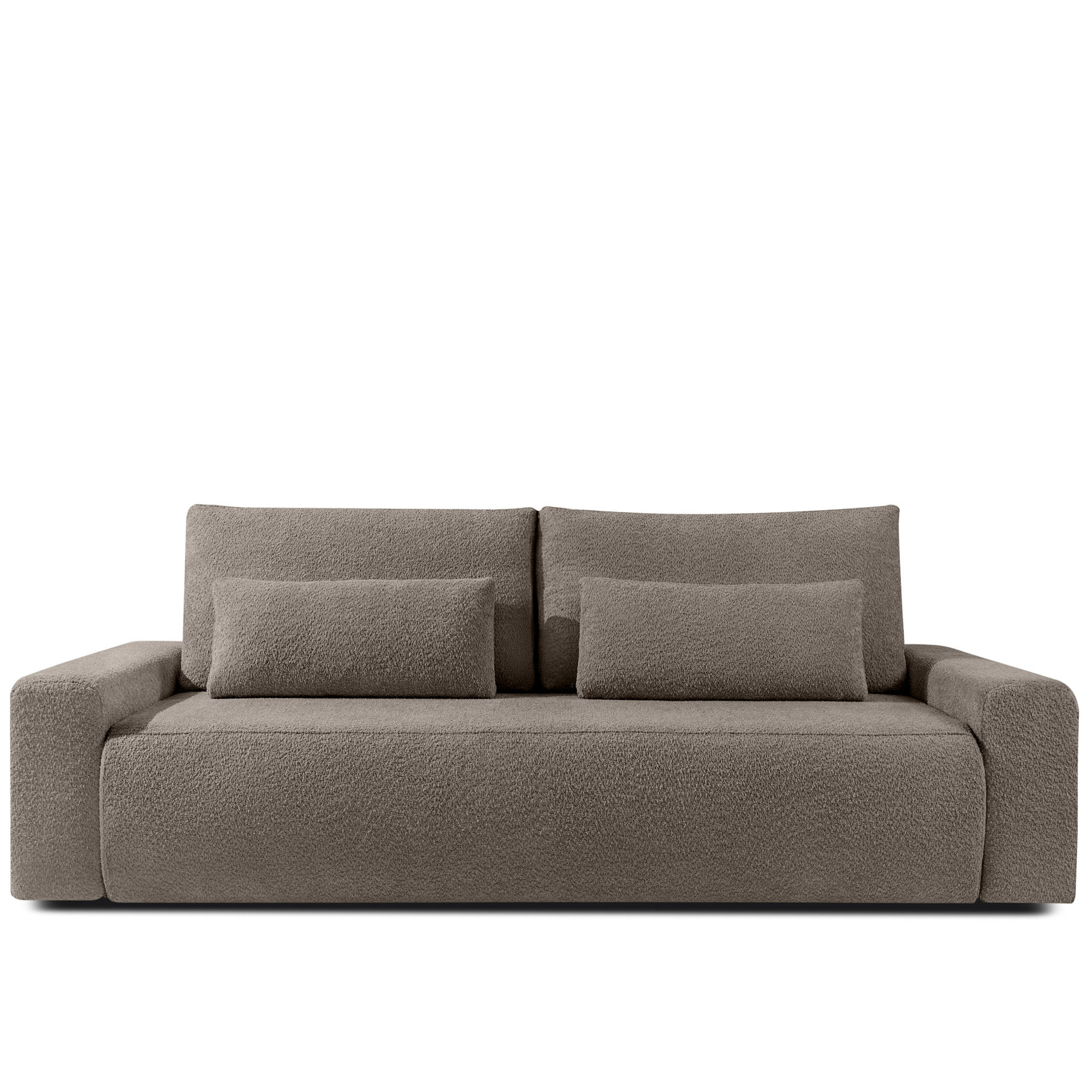 3-SITZER SCHLAFSOFA MOLLIS, Bouclé, Kühles Braun - Braun, Holz/Holzwerkstoff (250/93/108cm) - KONSIMO®