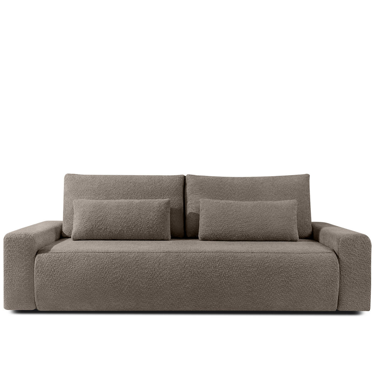 3-SITZER SCHLAFSOFA MOLLIS, Bouclé, Kühles Braun - Braun, Holz/Holzwerkstoff (250/93/108cm) - KONSIMO®