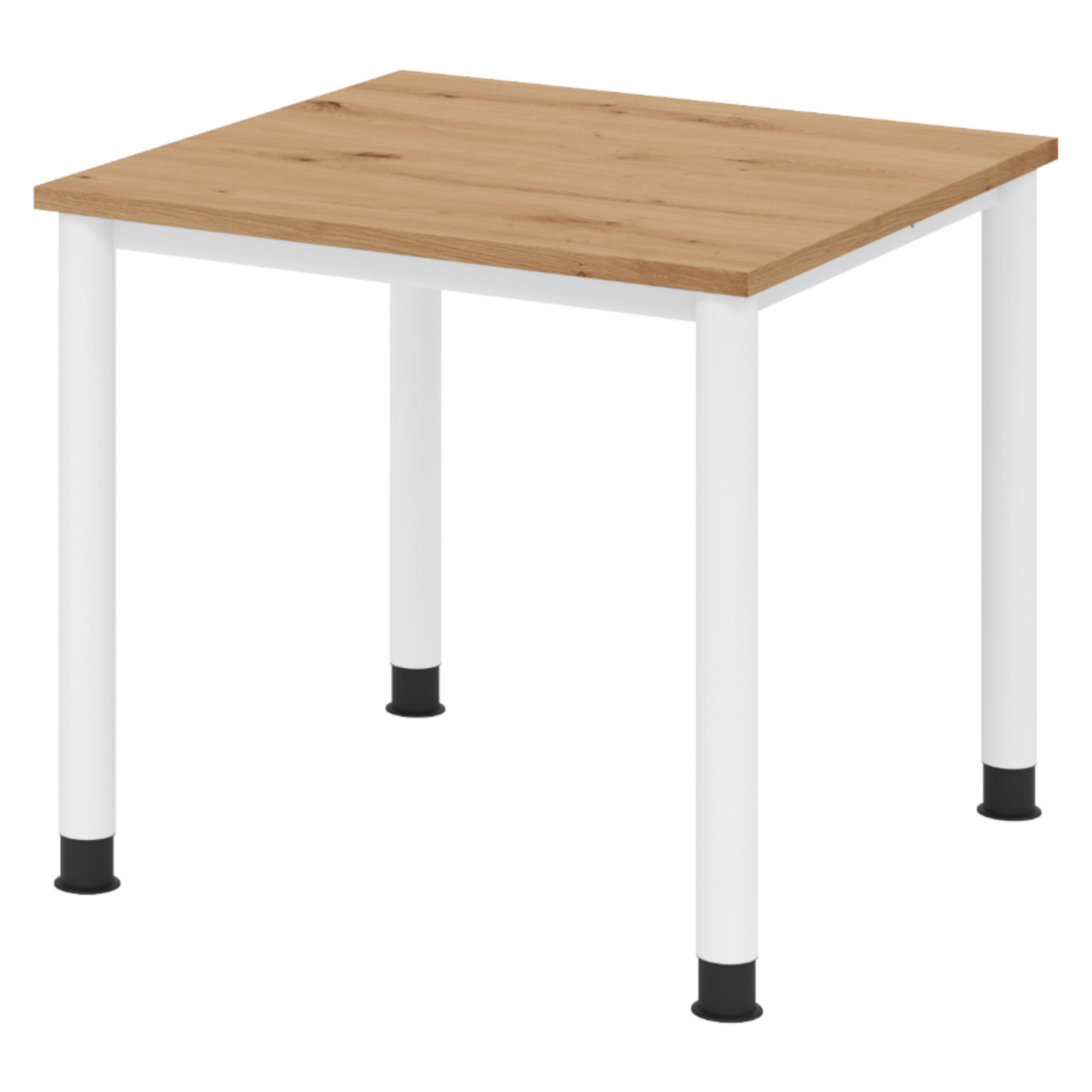 SCHREIBTISCH Serie-H 80/80/74 cm in Wildeiche/Weiß - Wildeiche/Weiß, Holzwerkstoff (80/80/74cm) - bümö