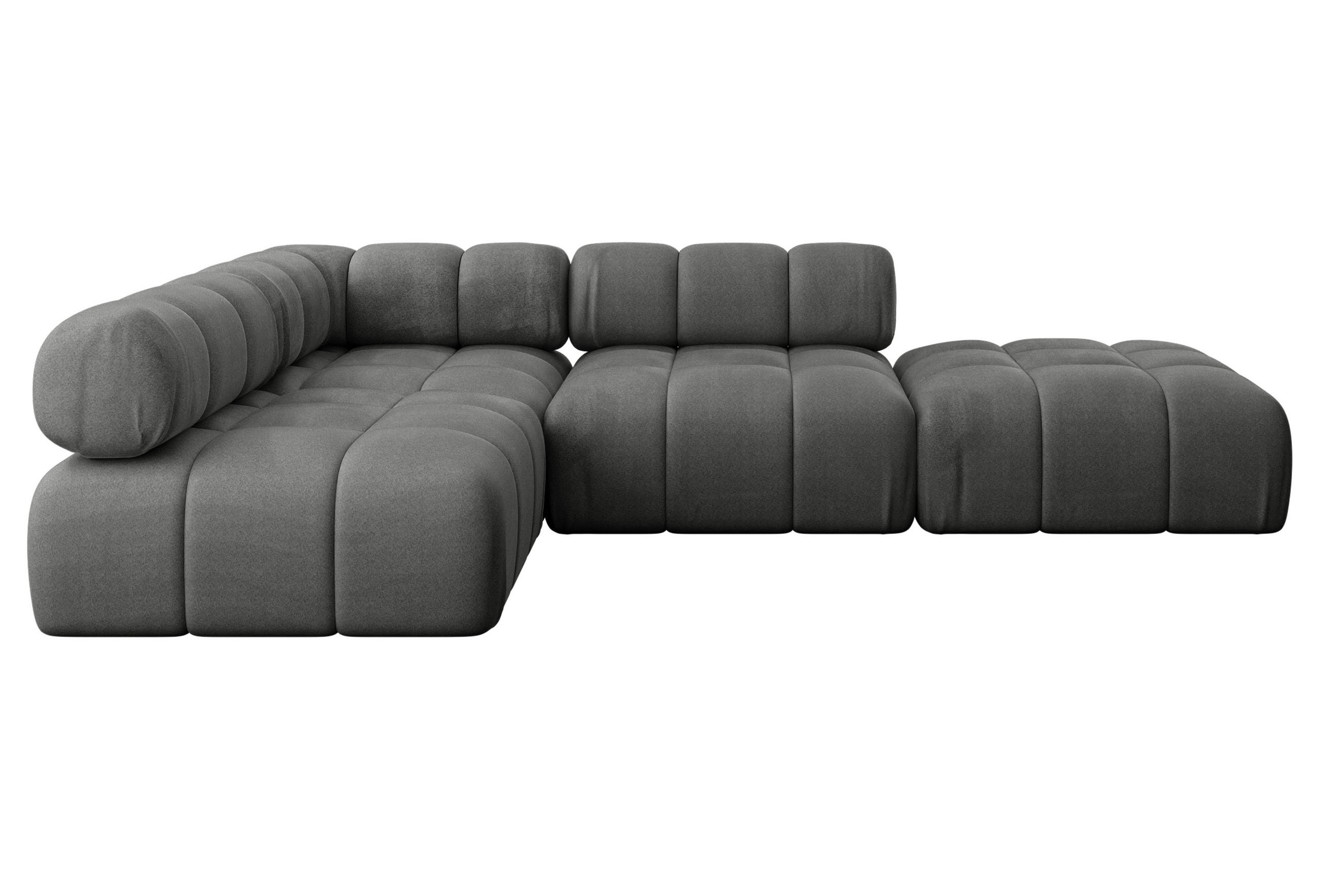 ECKSOFA modulares Sofa Favio-L1 - 285x190x70 cm Dunkelgrau Velours - Dunkelgrau, Holzwerkstoff/Textil (285/190cm) - ALTDECOR