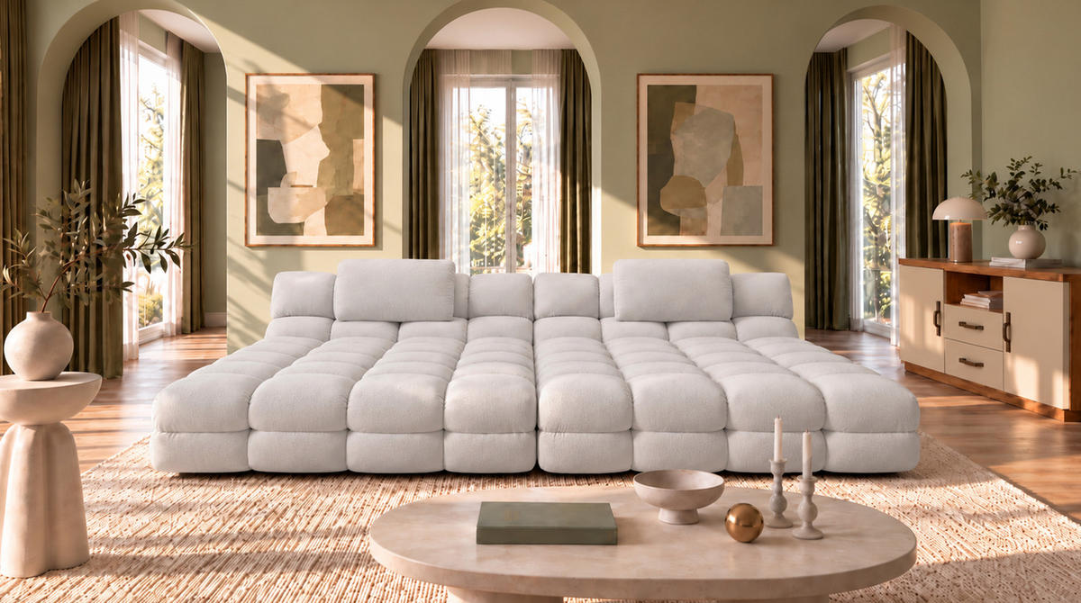 BIG SOFA AMIA Hellgrau Velvet - Hellgrau/Schwarz, Kunststoff/Textil (290/86/178cm) - KAWOLA