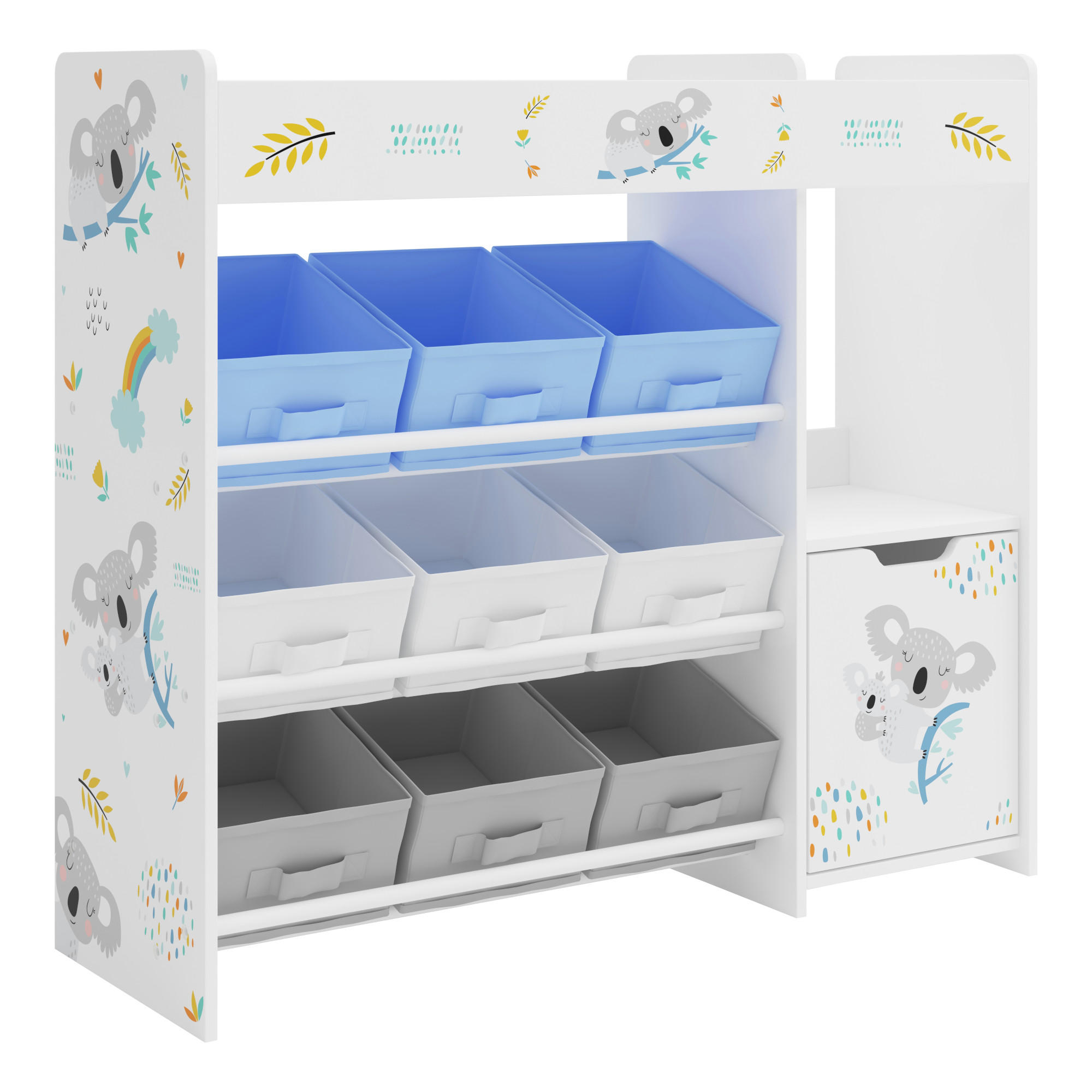 KINDERREGAL Søndreland - Blau/Weiß, Holzwerkstoff (90/80/29.5cm) - [en.casa]