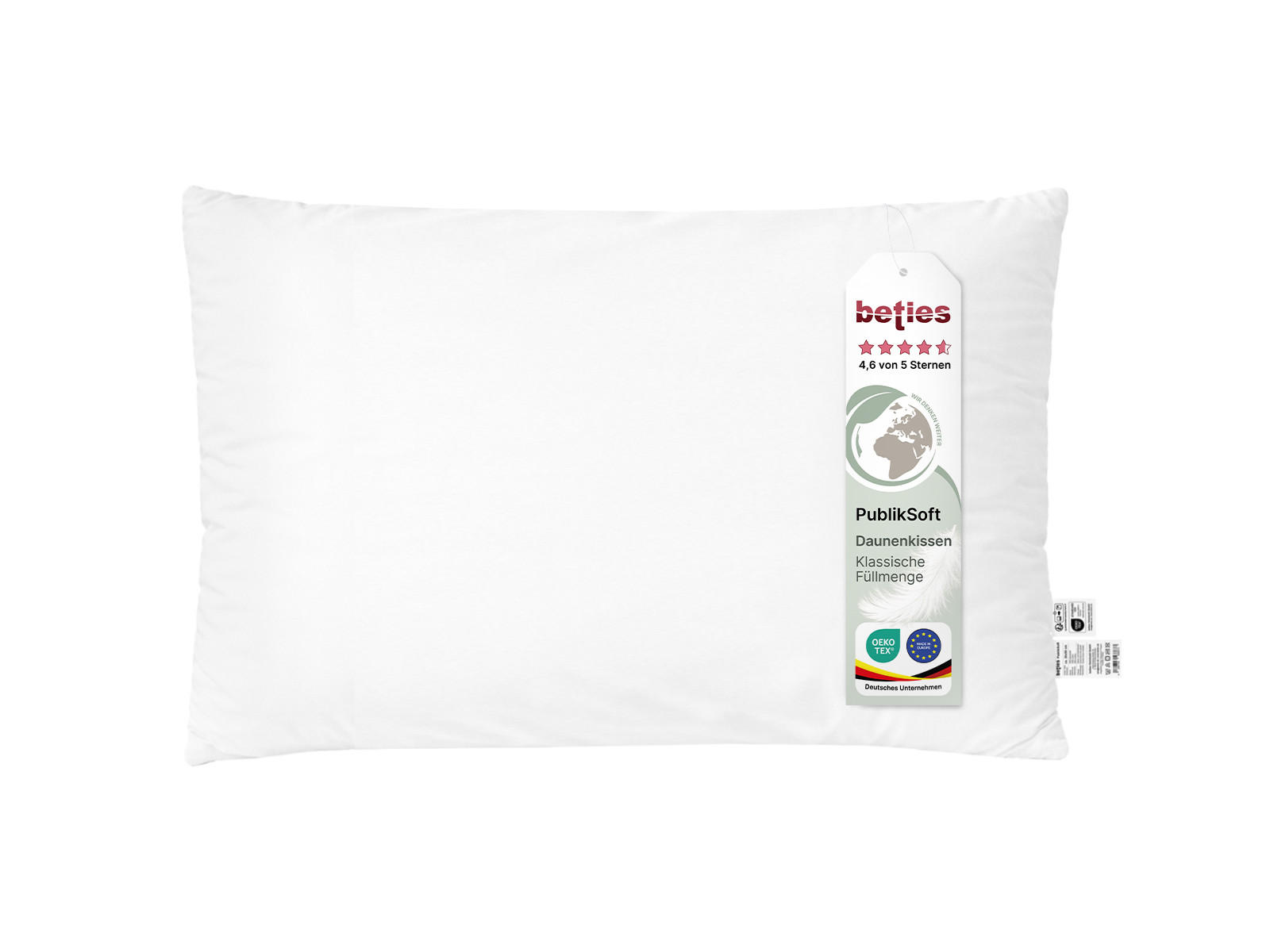 DAUNENKISSEN PublikSoft 40/60 cm - Weiß, Naturmaterialien/Textil (40/60cm) - beties Heimtextil