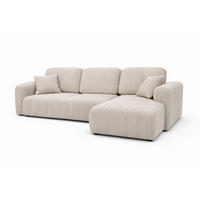 ECKSOFA Mit Schlaffunktion Und Bettkasten, Sofa L-Form Bingo L, Cordstoff Poso, Beige, Rechts - Beige, Holz (250/142cm) - Kaiser Möbel