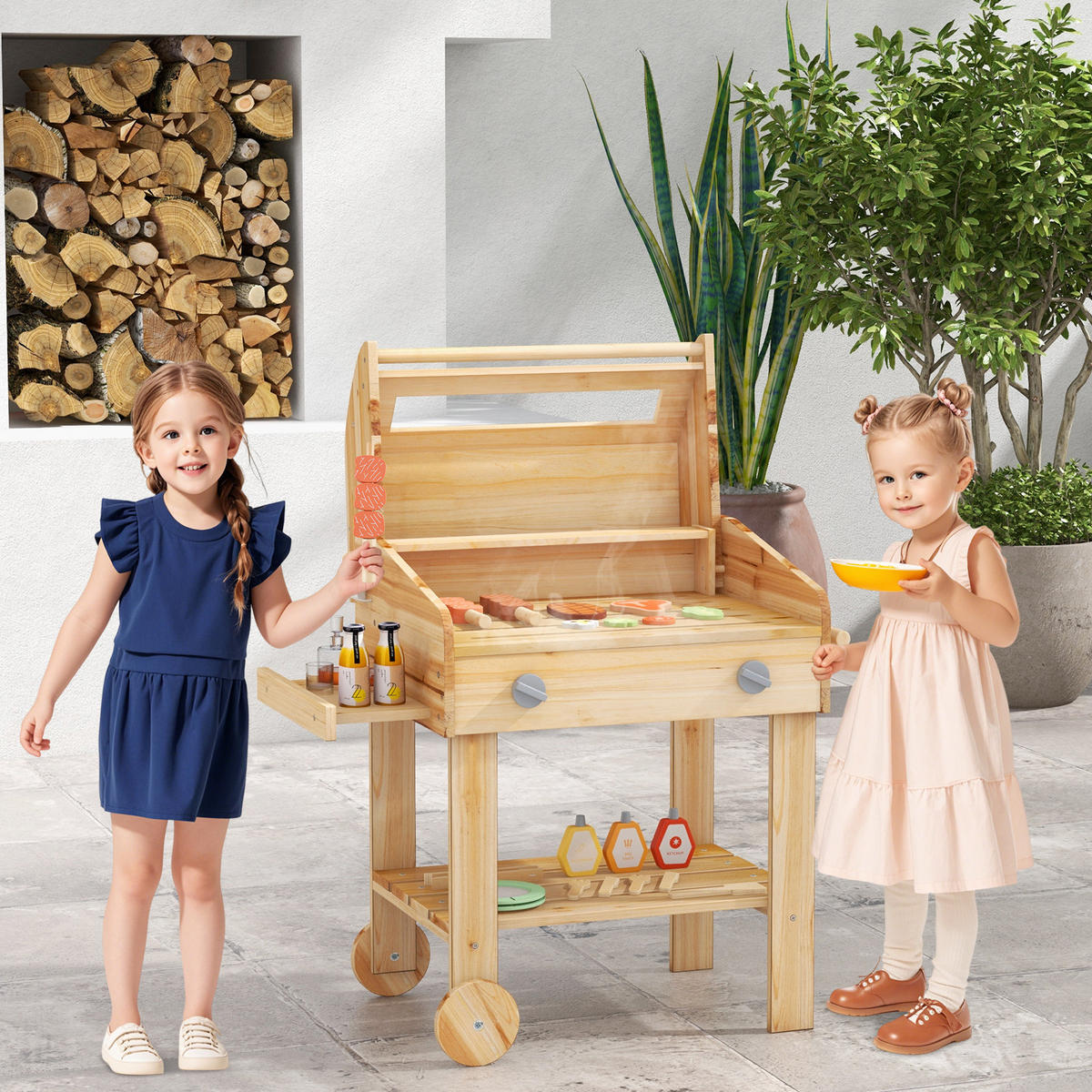 KINDERKÜCHE Outdoor Natur - Naturfarben, Holz (53/36/63cm) - COSTWAY