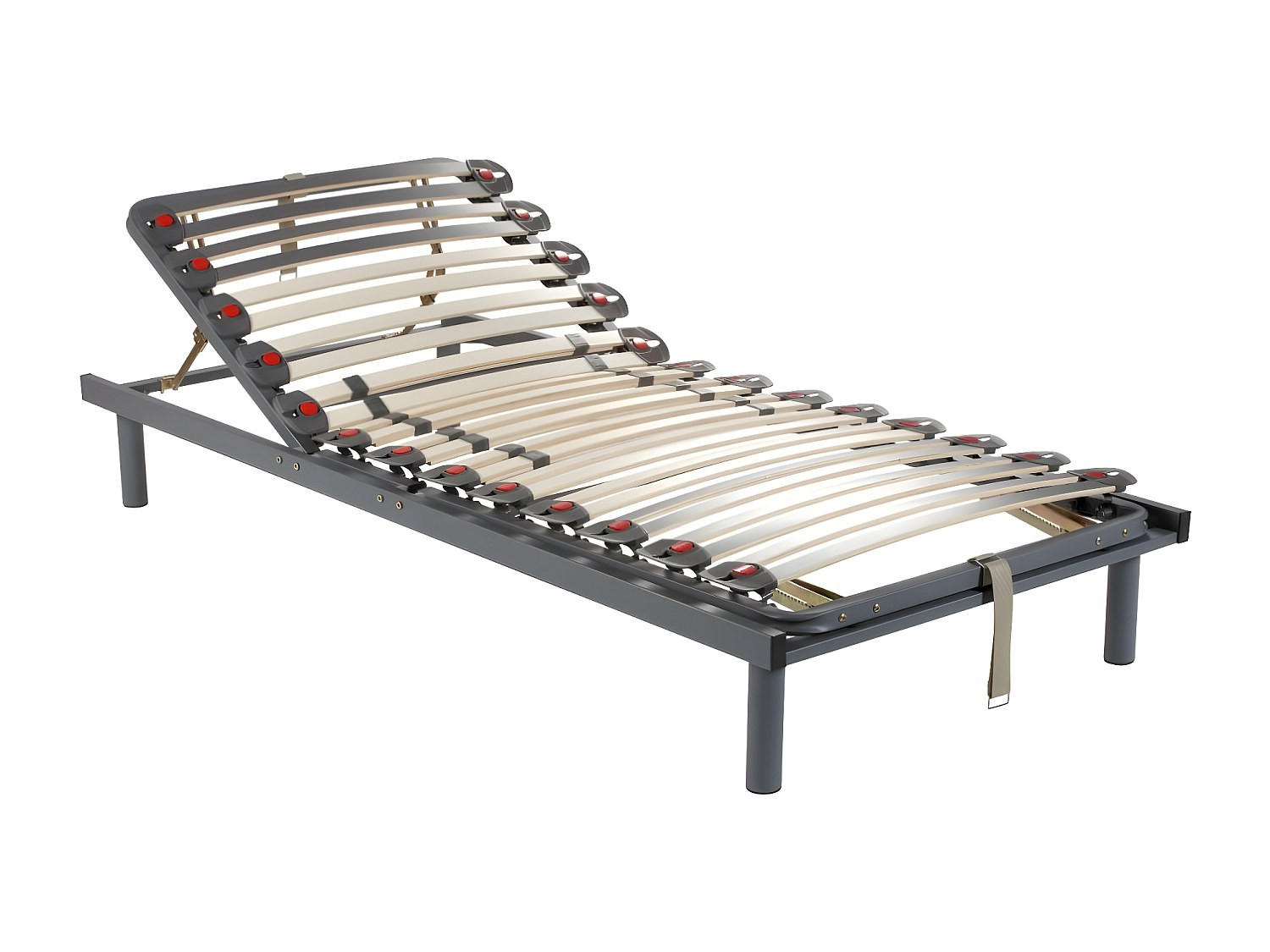 BETTGESTELL mit verstellbarem Lattenrost - 1 Person - metall - grau Ruoti - Grau, Metall (70/190cm) - Vente-Unique