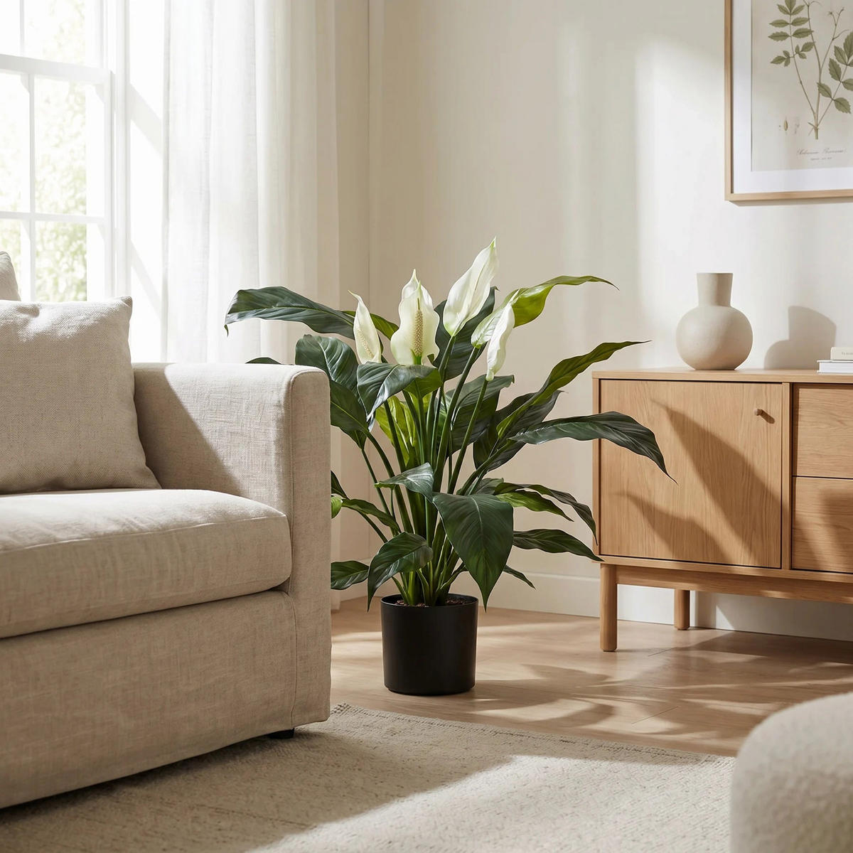 KUNSTBAUM Künstliche Spathiphyllum - Big-Luna 73 cm - Grün, Kunststoff (73cm) - aplanta