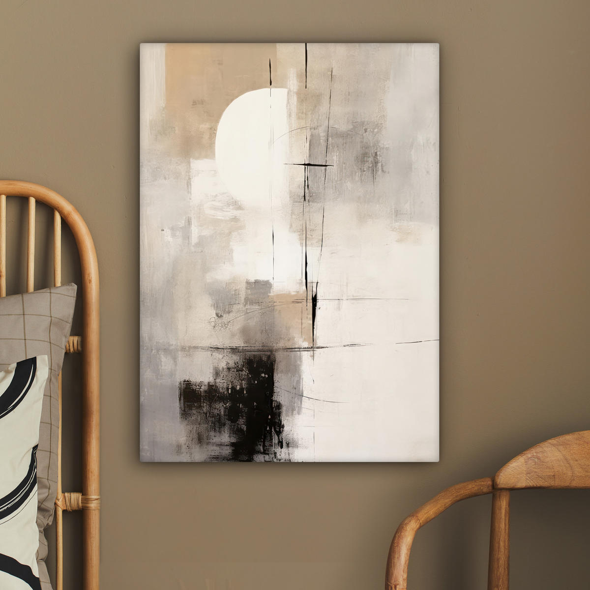LEINWANDBILD Abstrakt - Kunst - Grau 60x80 cm - Hellgrau, Textil (60/80cm) - MuchoWow