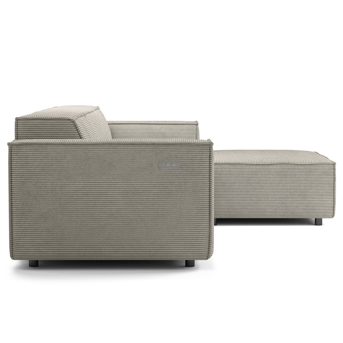 ECKSOFA mit Longchair - Graubraun/Schwarz, Kunststoff/Textil (260/177cm) - home24