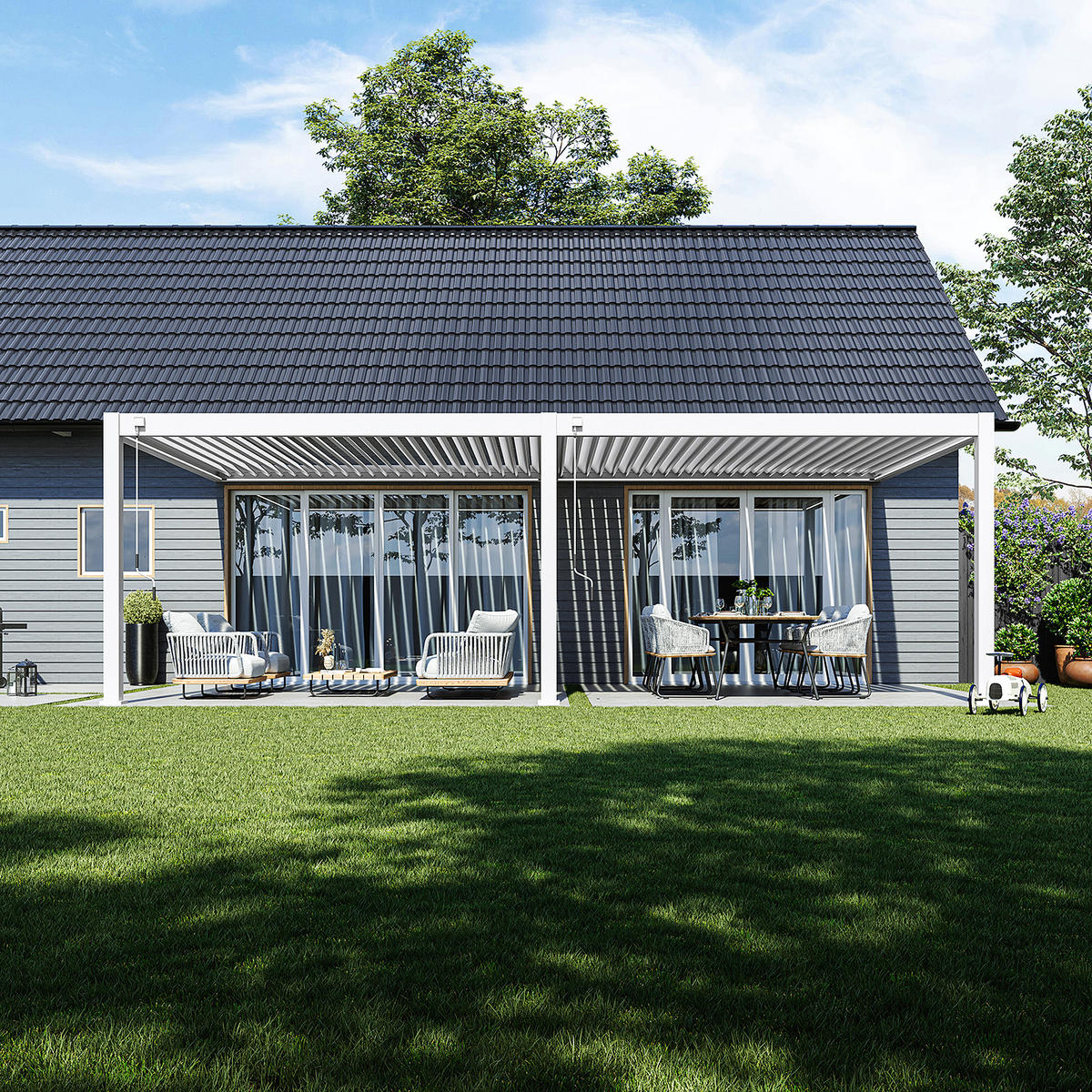 WANDPERGOLA Deluxe Plus Terrassenüberdachung Aluminium 4 x 8 m - Anthrazit, Metall (400/255/800cm) - WEIDE