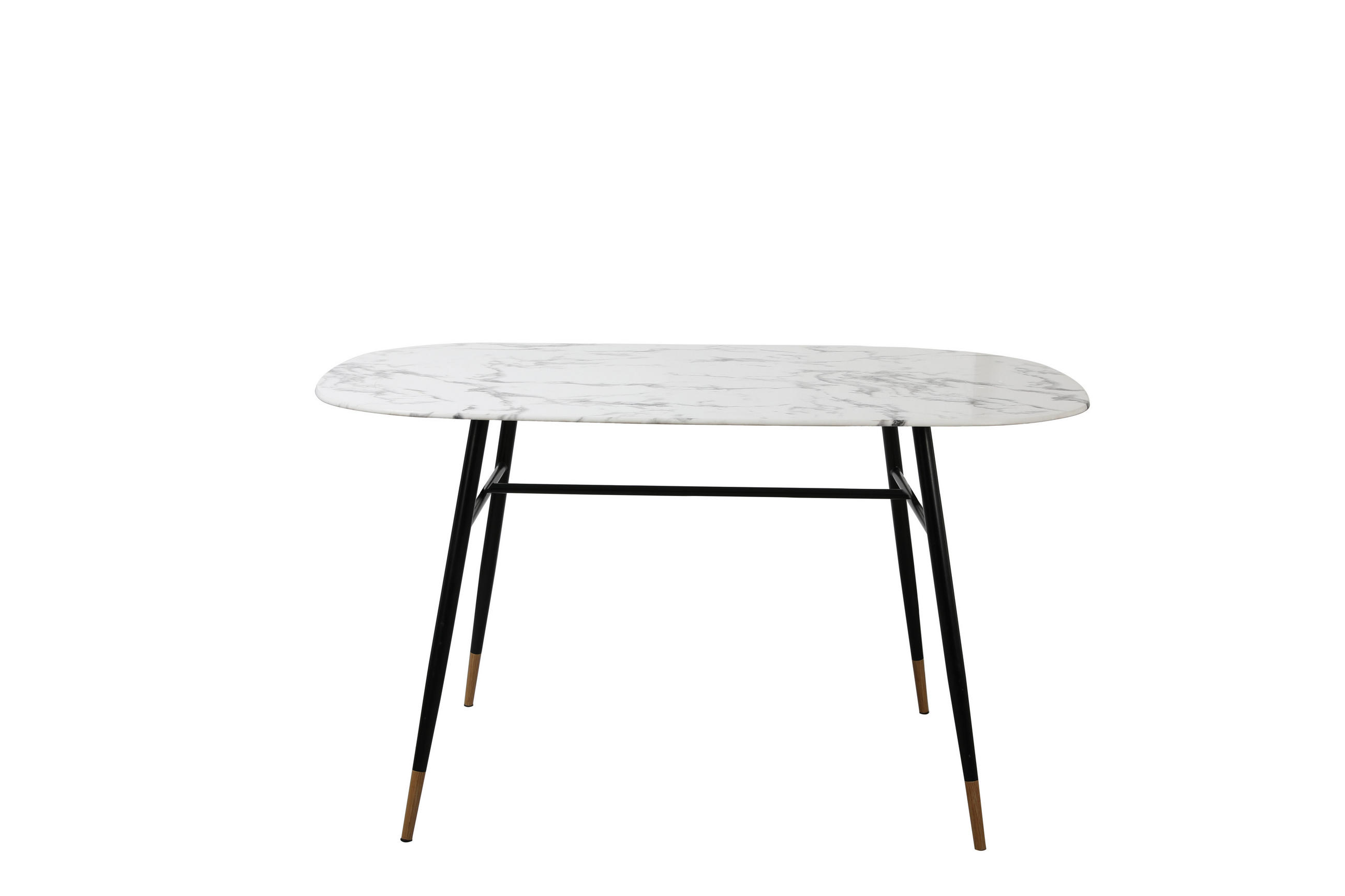 ESSZIMMERTISCH LARS - 140x90 cm - Platte Glas in Marmoroptik, Gestell pulverbeschichtetes Metall - Weiß, Metall (90/140/77cm) - TPFLiving