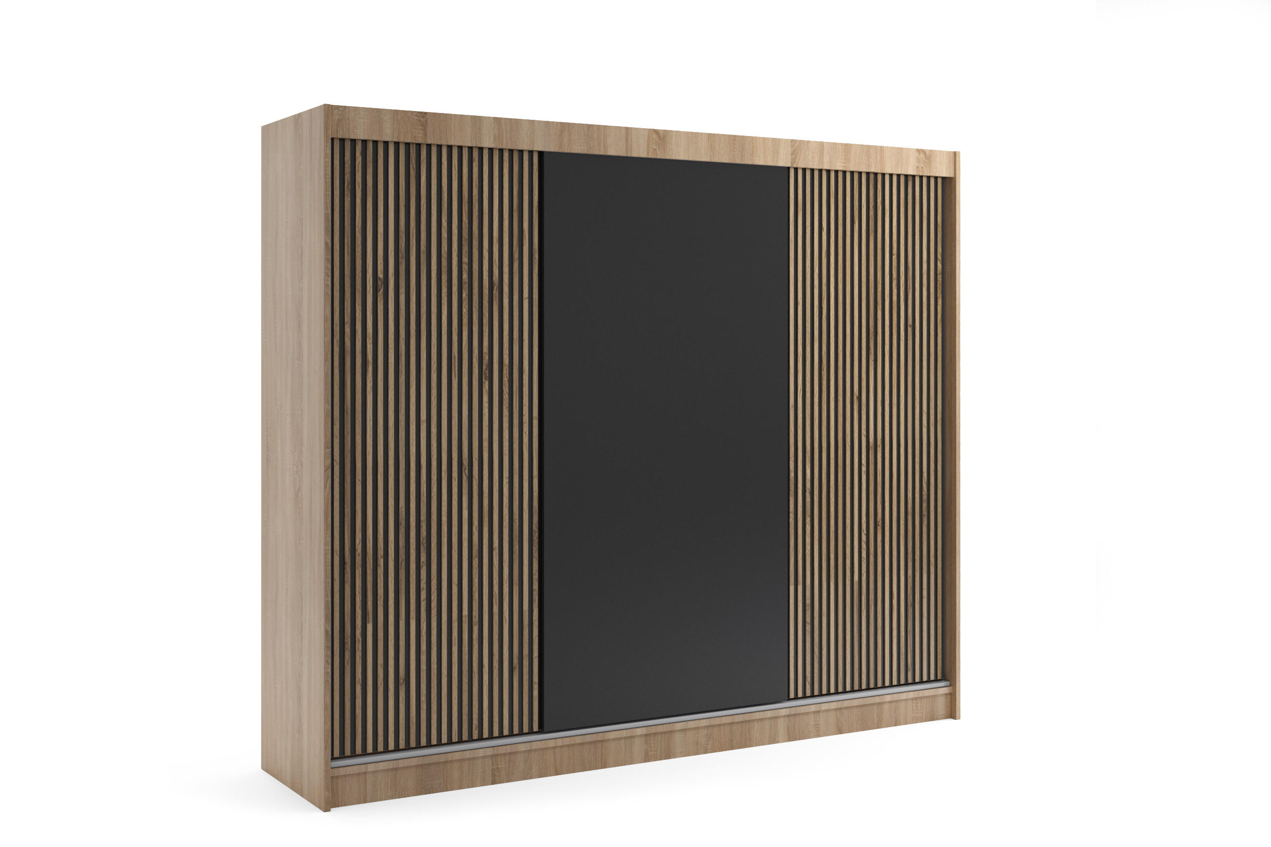 KLEIDERSCHRANK VILAN mit Lamel - 250 cm - Sonoma Eiche|Eiche Wotan - Eiche Wotan/Sonoma Eiche, Holzwerkstoff (250/215/61cm) - ALTDECOR