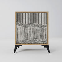 SIDEBOARD GRAIN LINES, Eichefarben, 57,5x42x70,5 cm, Schwarze Metall-Sternfüße - Eichefarben/Multicolor, Holzwerkstoff/Metall (57.5/70.5/42cm) - SpaceRebels