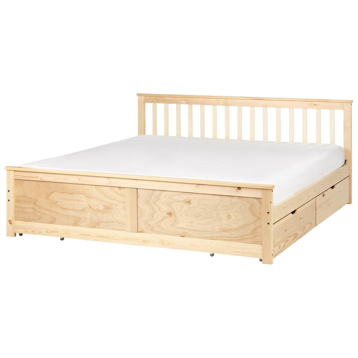 BETT mit Schubladen 180x200 cm Heller Holzfarbton Olendon - Hellbraun, Holz (180/200cm) - Beliani