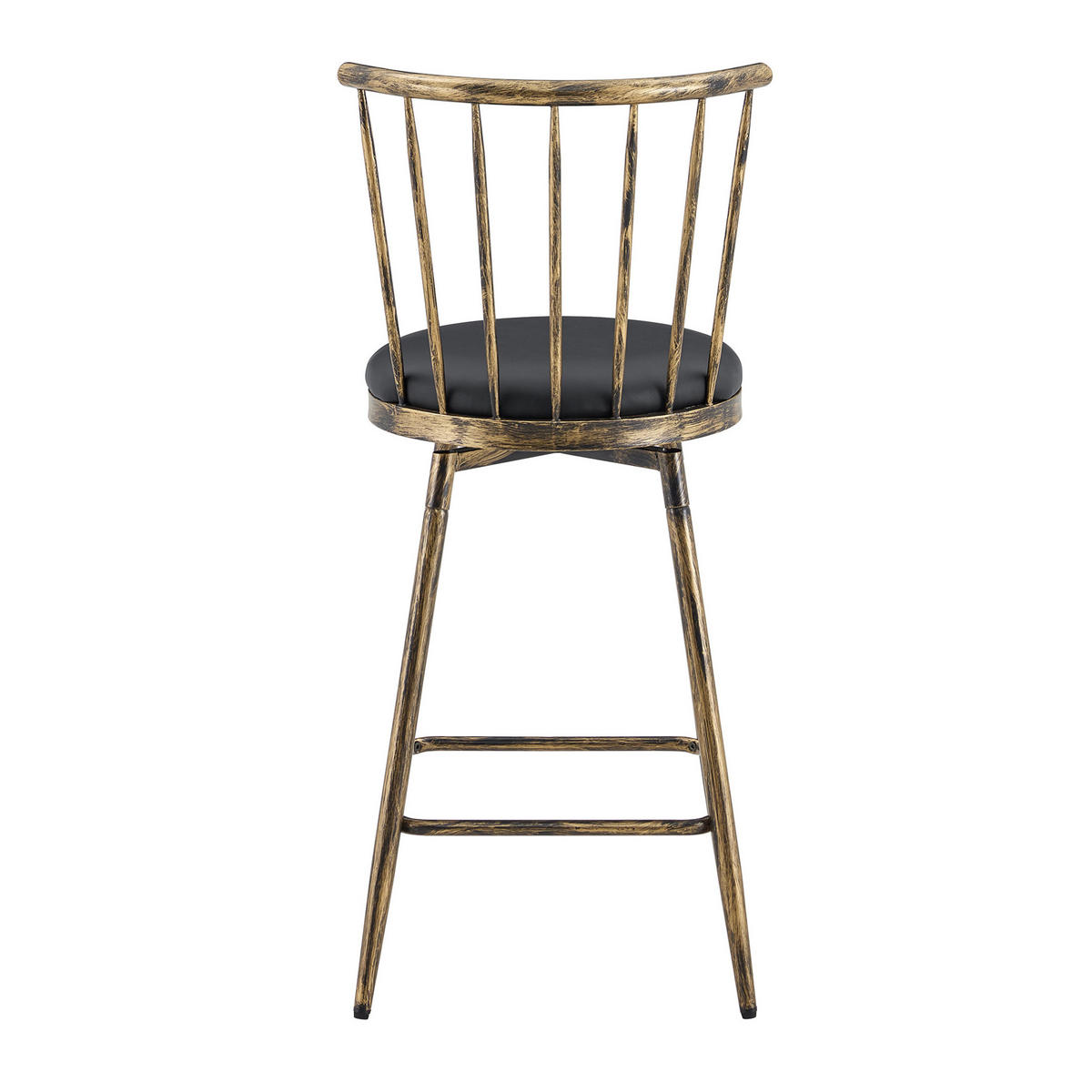 BARHOCKER im Windsor-Stil mit Kunstledersitz Schwarz/Braun - Multicolor, Metall (39/96/39cm) - MIVRAY