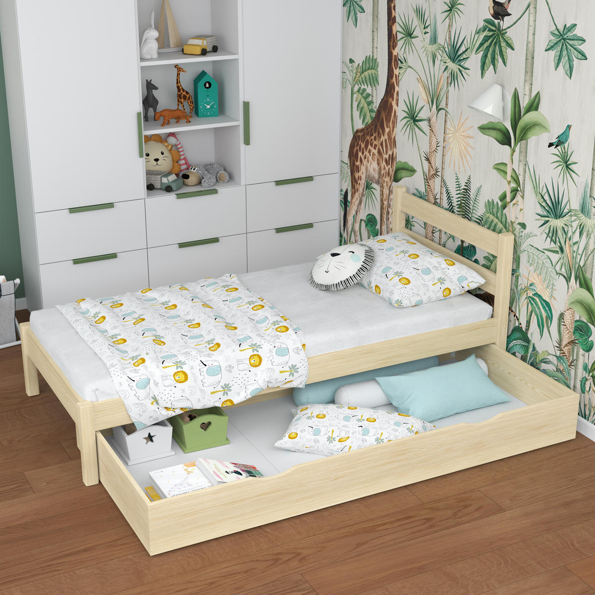 BETT mit Schublade N01 Klare Kiefer 90/190 - Braun, Naturmaterialien/Holz (90/190cm) - N-Wood