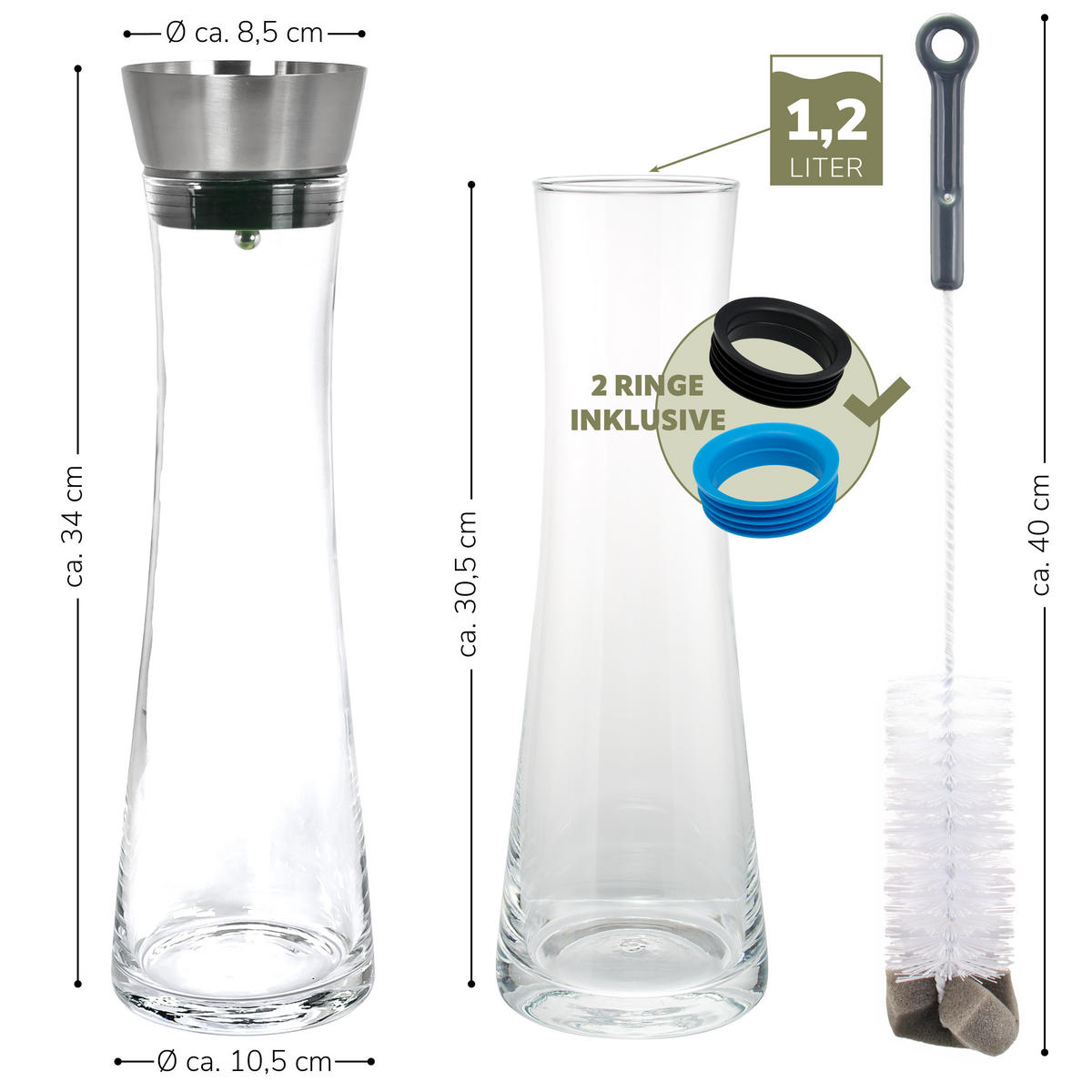 GLASKARAFFE Svea 1,2 Liter, blau - Blau, Glas (1.2L) - bremermann