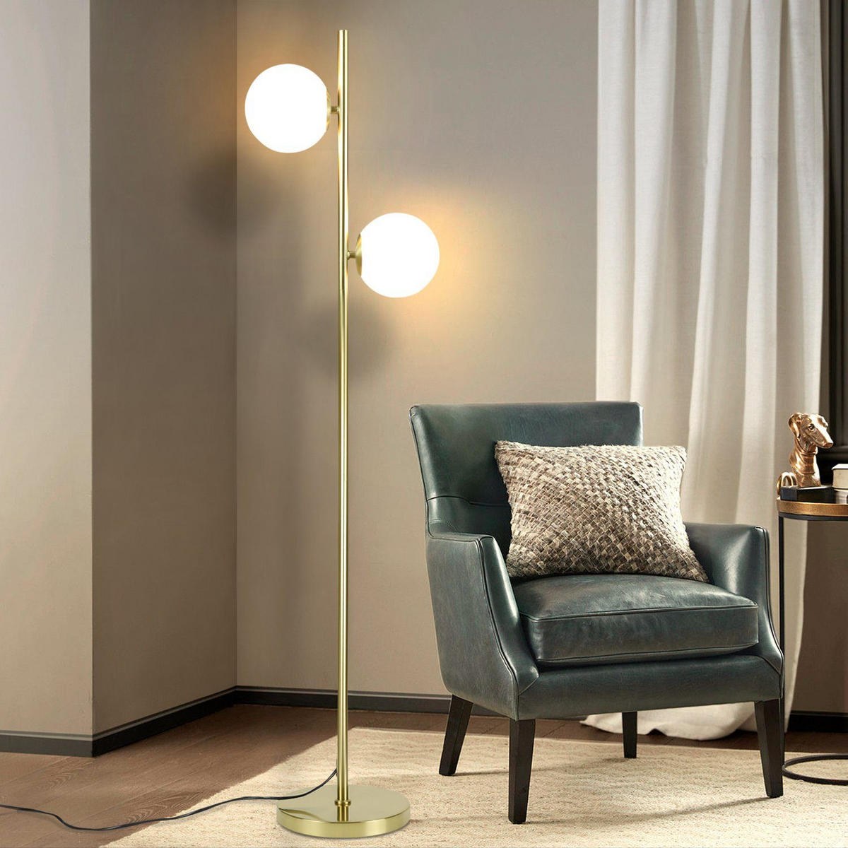 STEHLEUCHTE Essen 22/15/166 cm - Goldfarben, Metall (25/20/150cm) - Nettlife