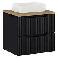 WASCHTISCHKOMBI 50 cm 3 Teile - Nova Black N BM124 in Schwarz/ Evoke EicheBADMÖBEL-SET 5Teile - Nova Black N BM63 in Schwarz/ Evoke Eiche - Schwarz/Eiche Artisan, Holz (50/57/40cm)