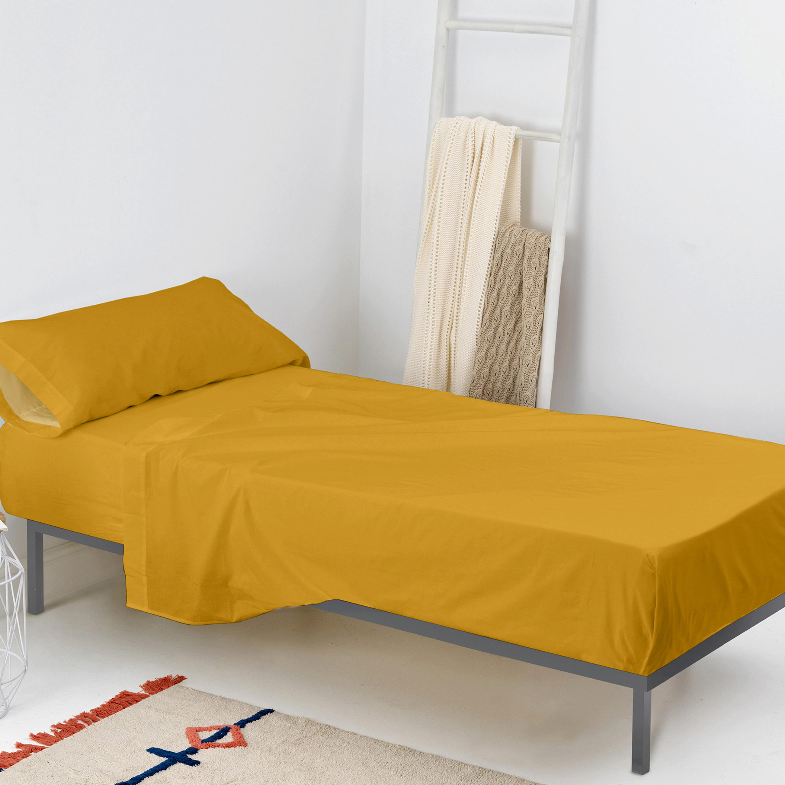 BETTWÄSCHE 2er-Set teiliges basic 180x270 cm senf - Gelb, Textil (180/270cm) - Happy Friday