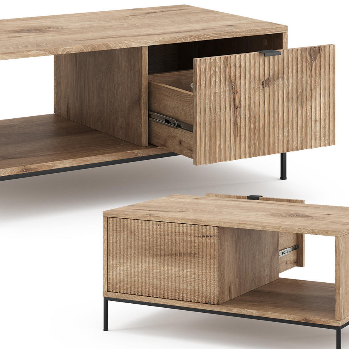 COUCHTISCH Eliza Viking Oak 90 x 50 cm mit einer Schublade - Eiche Wotan, Holzwerkstoff (50/90/45cm) - Vicco