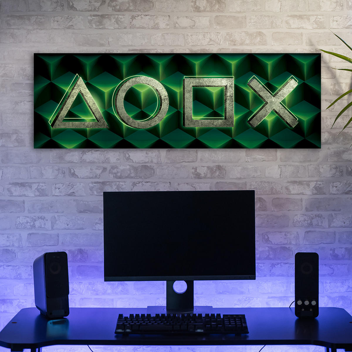 WANDBILD spielsymbole - Multicolor, Textil (90/30cm) - Feeby