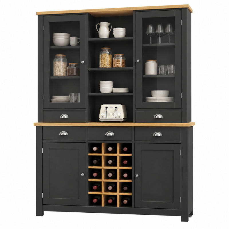 Meubliv Hochschrank Schwarz 40x185x120 cm