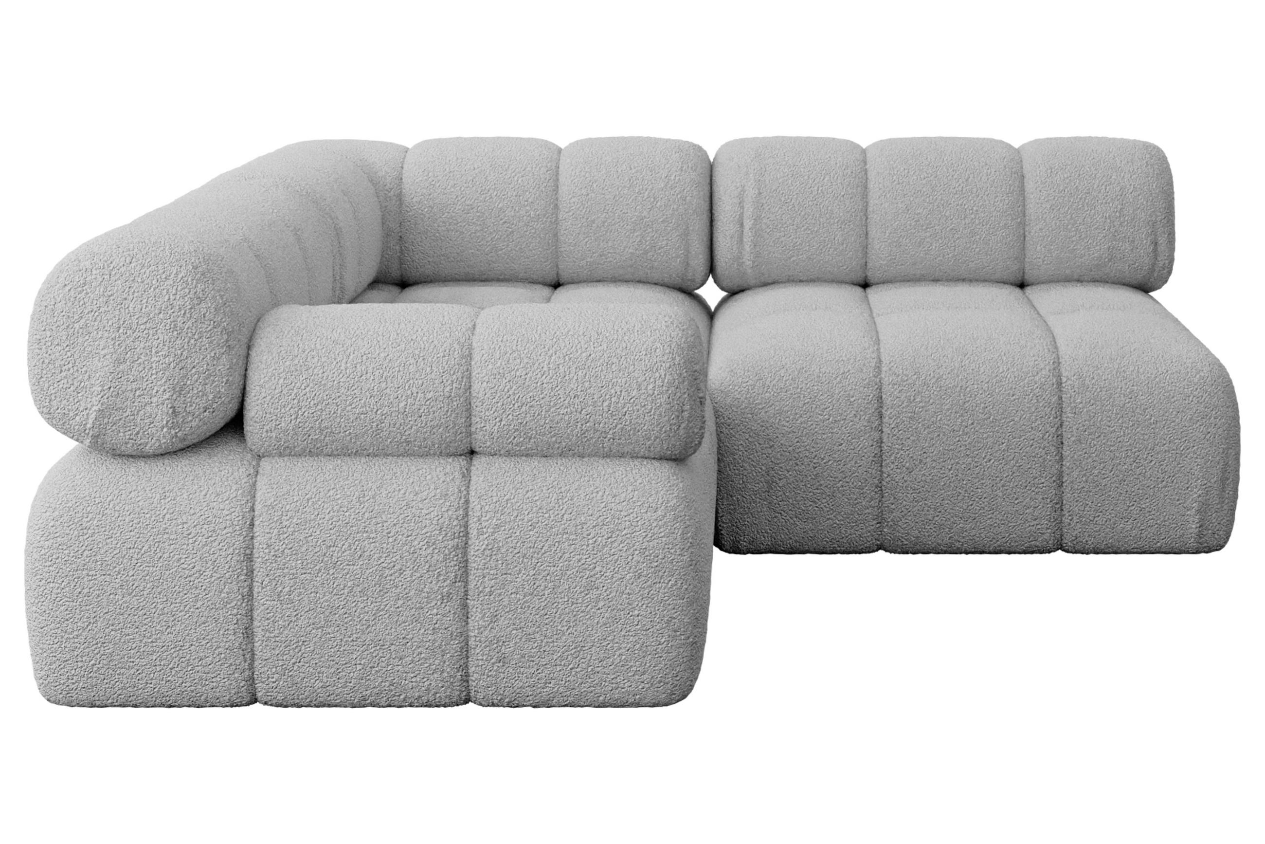 ECKSOFA modulares Sofa Mende-L1 - 190x190x70 cm Hellgrau Bouclé - Hellgrau, Holzwerkstoff/Textil (190/190cm) - ALTDECOR