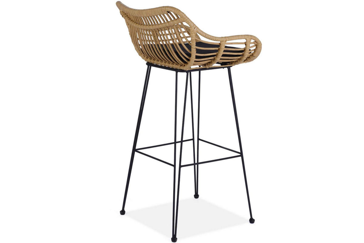 BARHOCKER BERIDIS Boho, schwarz/beige - Beige/Schwarz, Kunststoff (104/41/47cm) - KONSIMO®