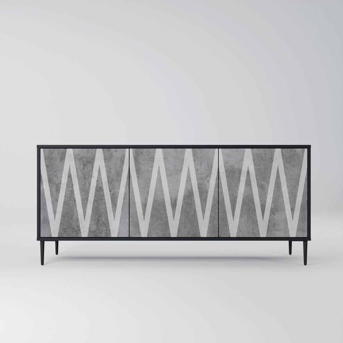SIDEBOARD SOLID ZIG ZAG, Eicheneffekt, 164,5x42x77,5 cm, 3 Türen - Eichefarben/Buchefarben, Holzwerkstoff/Buchenholz (164.5/77.5/42cm) - SpaceRebels